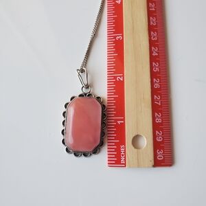 Sterling Silver 925 Opal Pink Pendant Necklace